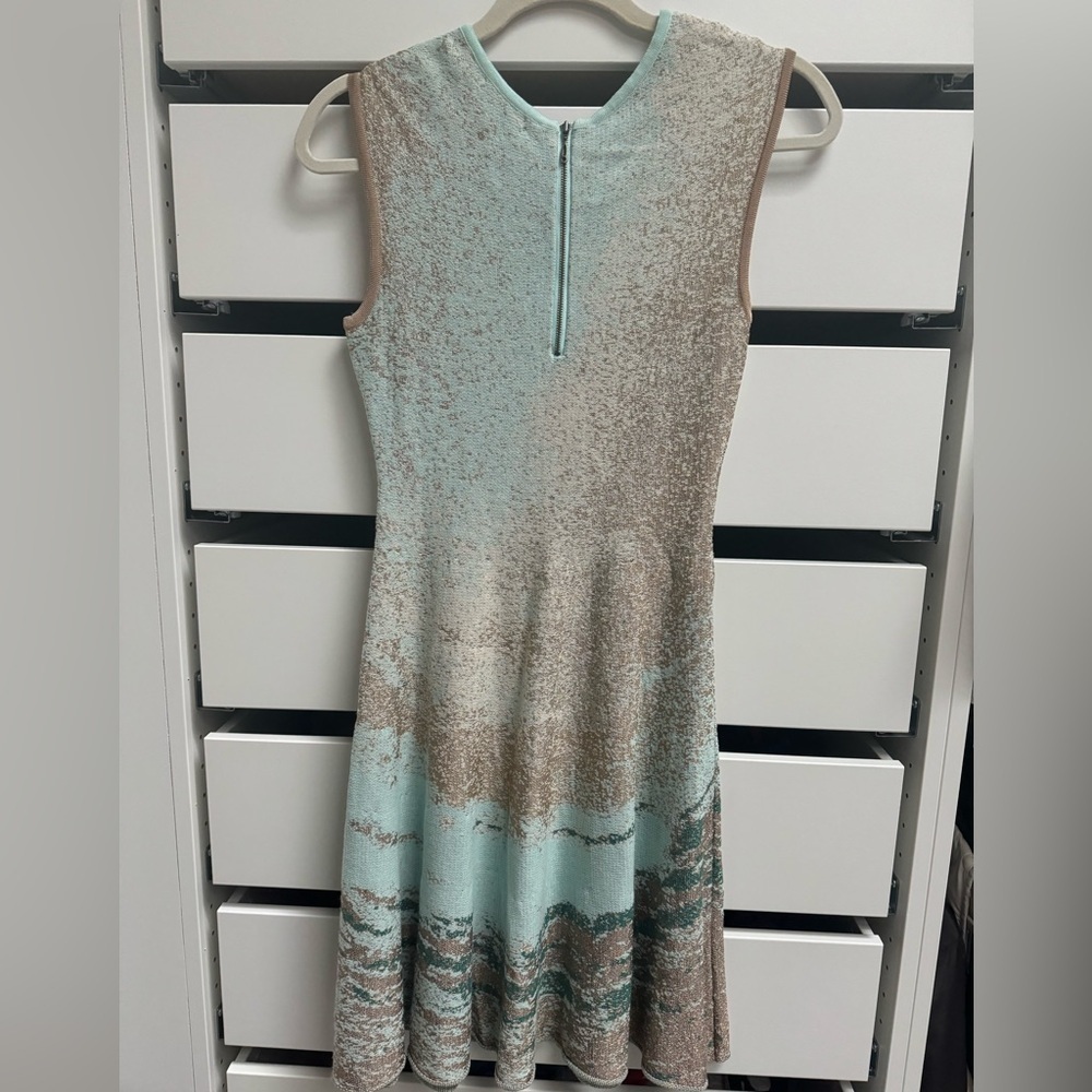 NIC + ZOE Sleeveless Knit Twirl Dress Champagne Turquoise Size PS - Picture 5 of 5